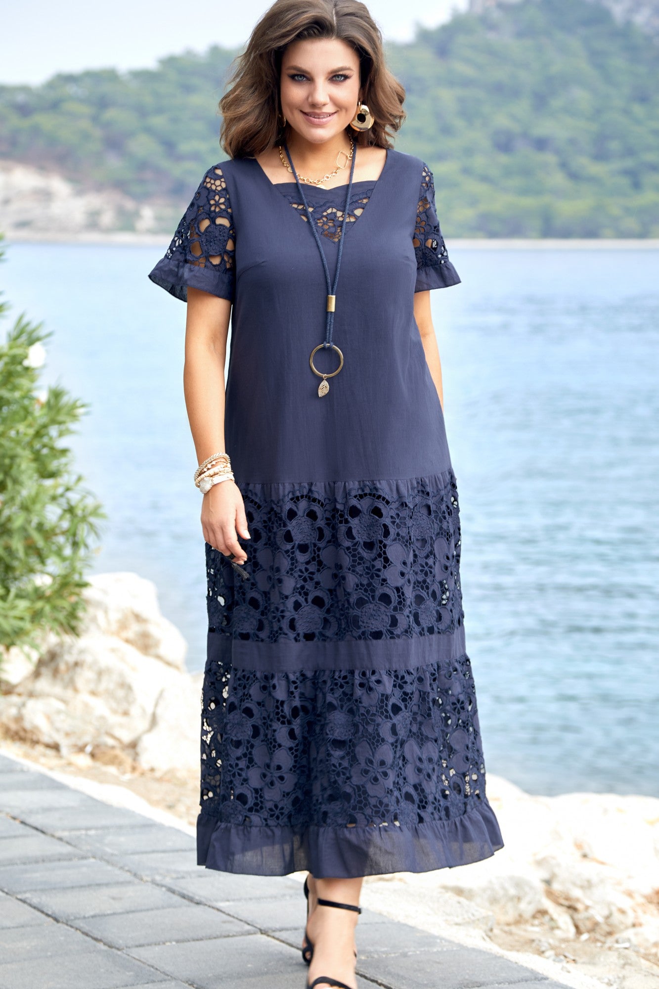 Ograničeni popust od 50% 🔥💖【S-5XL】Elegantna čipkasta haljina s izdubljenim dijelom-H