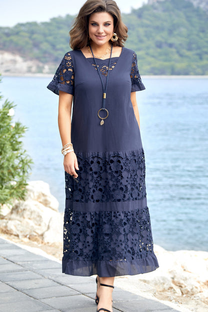 Ograničeni popust od 50% 🔥💖【S-5XL】Elegantna čipkasta haljina s izdubljenim dijelom-H