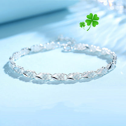 😀👉【Vásárolj egyet, kapsz egyet ingyen】💖🍀Tetszik az új divatos 925-ös ezüst négylevelű lóhere női karkötő-4169282-U