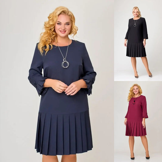 💌【S-5XL】👗 Vestido elegante de color sólido de alta calidad-E