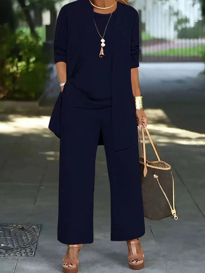 🧥 Elegante conjunto de tres piezas para mujer con corte ancho 🍂-E