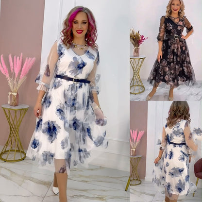 Wyprzedaż magazynowa 🌸💥【S-5XL】Nowa elegancka sukienka z nadrukiem