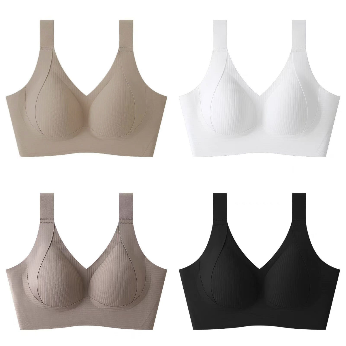 😍【Paquete de 4】Sujetador inalámbrico de una pieza para mujer❤️【40-95 kg】-E