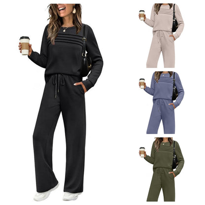 【🥇Oferta excelente】🔥【Tallas S-3XL】Conjunto deportivo casual de moda para mujer, camiseta de manga larga de algodón puro de alta calidad + pantalones-E