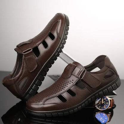 【39-44】🔥2026 Sandalias de cuero transpirables para hombre de verano-E