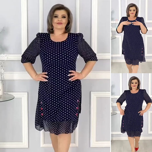 💖💖【S-3XL】 💃Sukienka w kropki w nowym stylu  ze średnim rękawem