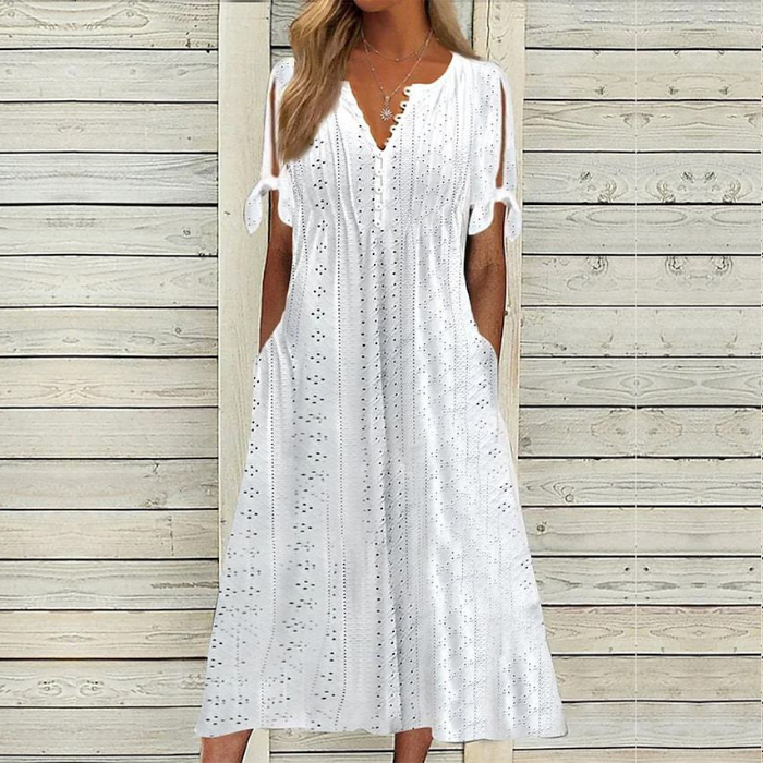 👗🌟【Reducere specială】【S–5XL】2025 Rochie casual brodată cu talie înaltă – elegantă și confortabilă 💃✨-R
