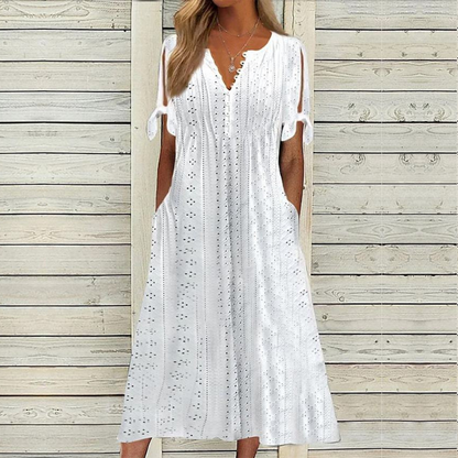 👗【S-5XL】 Jednostavna i izvrsna jednobojna haljina-H