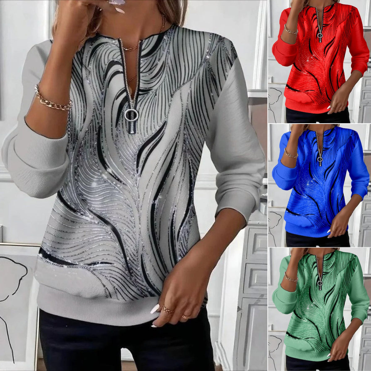 🔥【¡Superventas!】 (S-5XL) Sudadera informal con capucha y cremallera-E