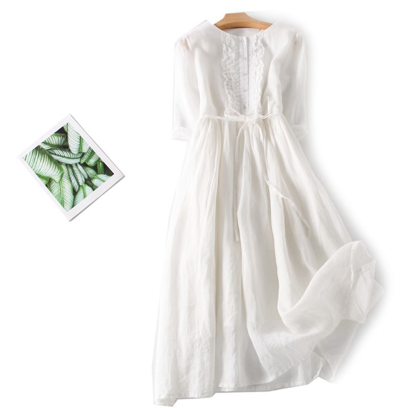 👗👗Rochie lungă din bumbac și in pentru vară-R