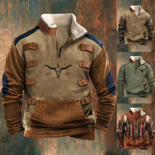 2025 Sudadera con capucha de manga larga 3D para hombre Otoño Invierno Cálido resistente al frío-E