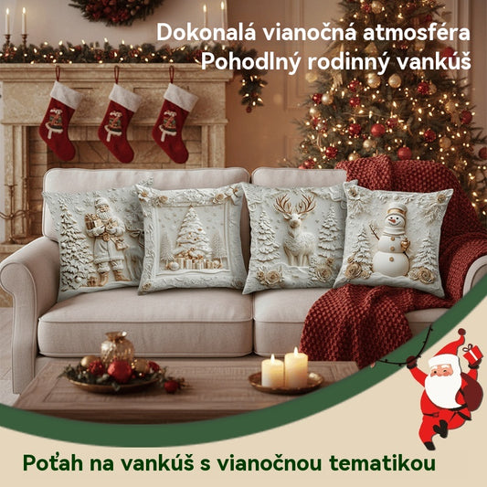 🎅🎄Obliečka na vankúš s vianočnou tematikou 【4-dielna sada】-K