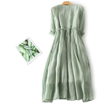 👗👗Rochie lungă din bumbac și in pentru vară-R