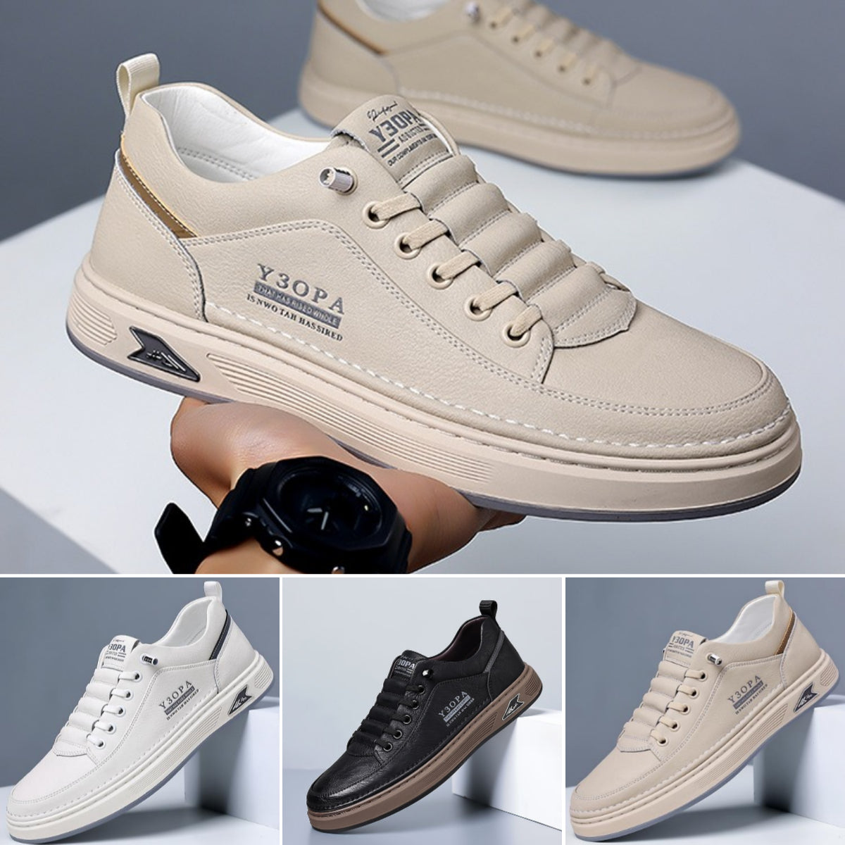 Férfi bebújós bőr sneaker – sportos, kényelmes, könnyen felvehető-U