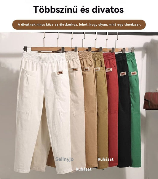 【50% kedvezmény】🔥【M-6XL】Női elasztikus derékú pamutnadrág-U