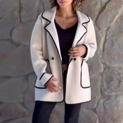 💥【S-5XL】Nowy elegancki dwustronny płaszcz wełniany z kołnierzem marynarkowym –