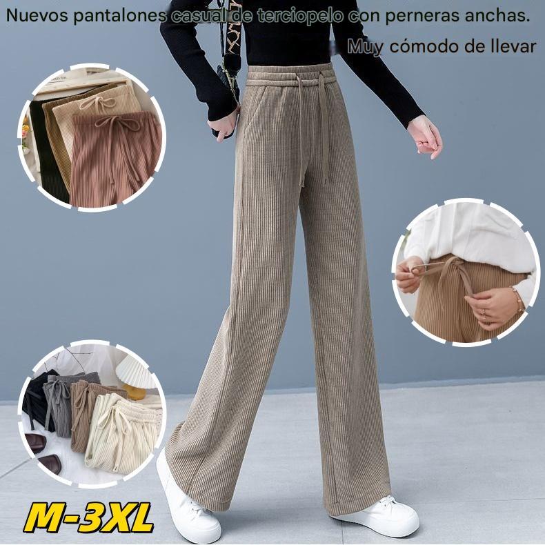 🔥【Compre uno y llévese otro gratis】 👖Nuevos pantalones casuales de terciopelo con perneras anchas, muy cómodos de usar.-E