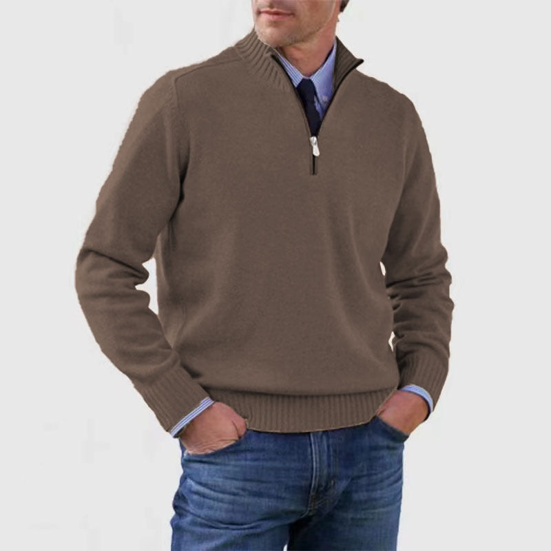 🧥✨ Suéter de punto con cremallera para hombre de talla grande, diseño simple y combinable.-E