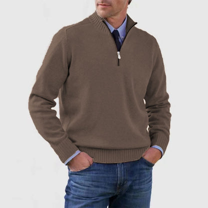 🧥✨ Suéter de punto con cremallera para hombre de talla grande, diseño simple y combinable.-E