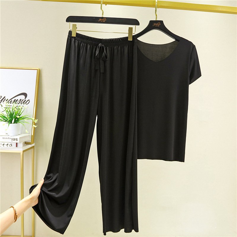 🔥【M-4XL】Costum din două piese, pantaloni cu mâneci scurte noi, din mătase de gheață
