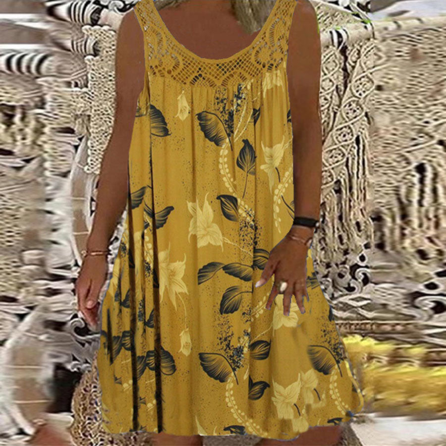 🔥 Reducere caldă 【S-5XL】 rochie imprimată fără mâneci pentru femei de primăvară, vară și toamnă, casual și confortabilă