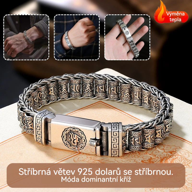 🔥Pánský náramek s kroucenými korálky ze sterlingového stříbra S925-Z