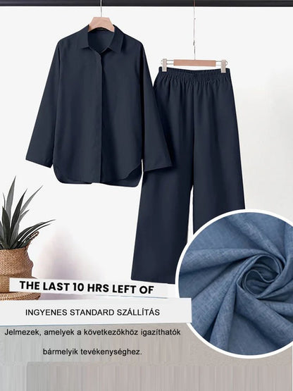 Cumpără unul, primești unul gratis🔥【S-5XL】Costum casual de damă din in, top + pantaloni-R