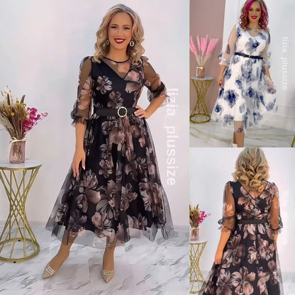 🌸💥【Časově omezená sleva】【S-5XL】Nové elegantní šaty s potiskem-Z