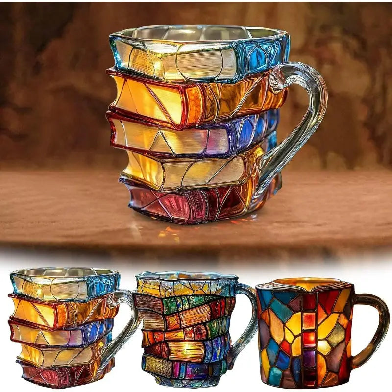 【Cumpărați  unul și primiți unul gratuit】📚Ceașcă de cafea pictată 3D în formă de carte-4031515-R
