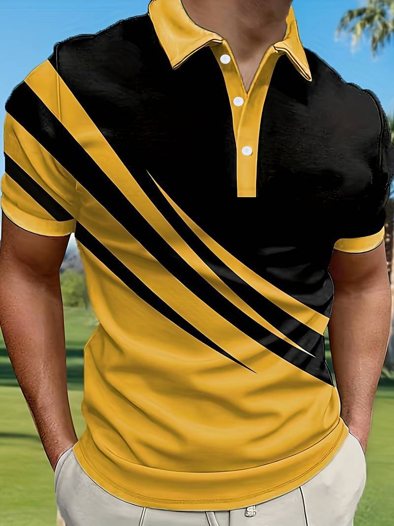 🔥【2 za 139 zł.】👔【S-6XL】Nowa letnia męska koszulka POLO w paski z nadrukiem 3D
