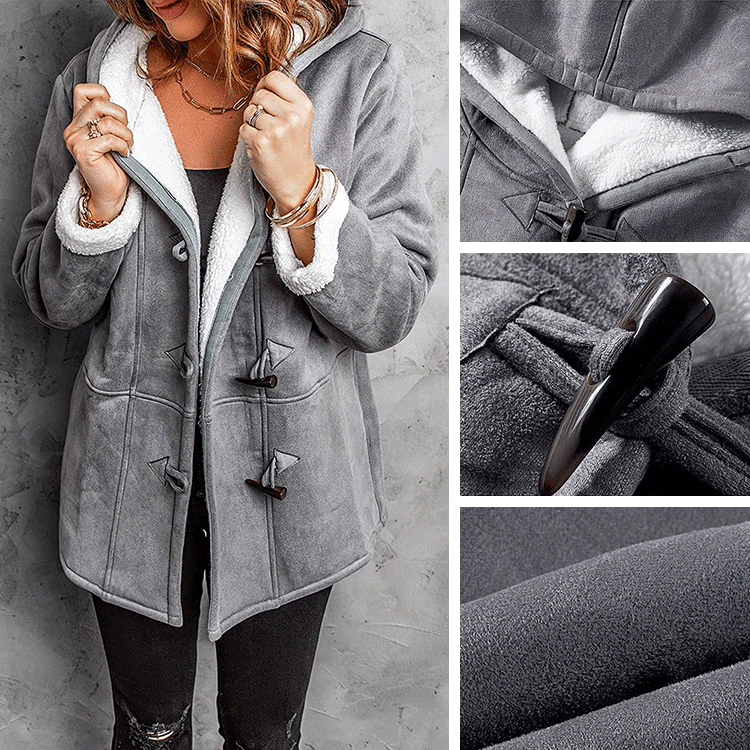 🥼[S-5XL] Divatos és meleg egyben, női kapucnis kabát, velúr és gyapjú anyagból-U