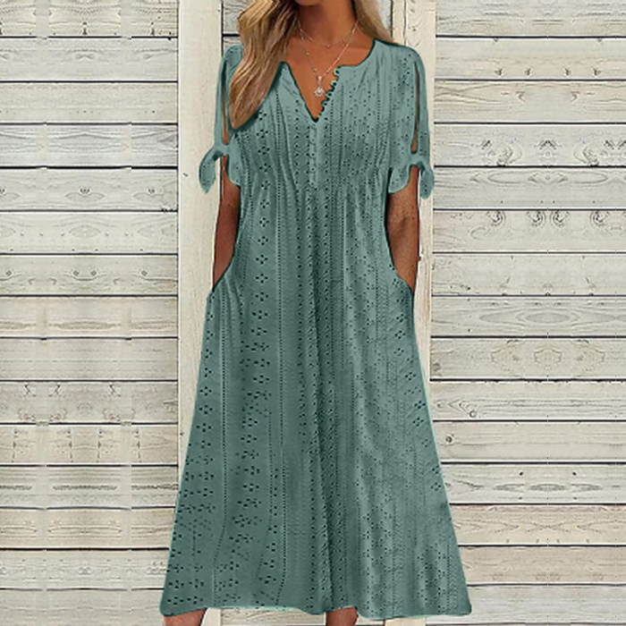 👗【S-5XL】 Jednostavna i izvrsna jednobojna haljina-H
