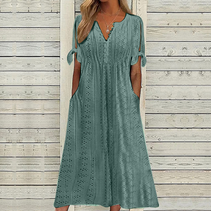 👗【S-5XL】 Jednostavna i izvrsna jednobojna haljina-H
