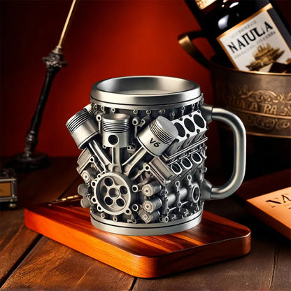 🎁☕ Kreatív V6/V8 motoros rozsdamentes acél kávés bögre【Végy 1-et, kapj még 1-et – összesen 2 darab】-U