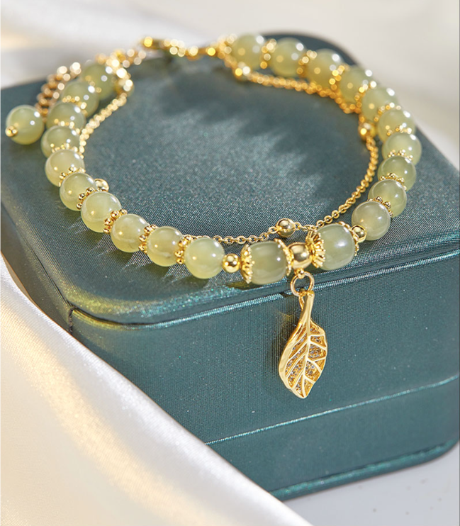 ✨🔥【Compra uno y llévate otro gratis】2 pulseras de oro de 14K con jade Hetiano-E