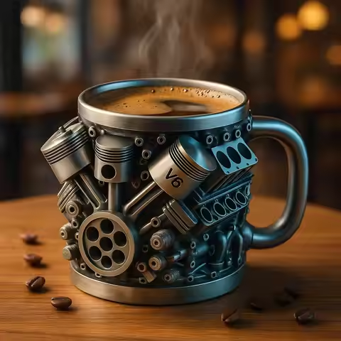 🎁☕ Kreatív V6/V8 motoros rozsdamentes acél kávés bögre【Végy 1-et, kapj még 1-et – összesen 2 darab】-U