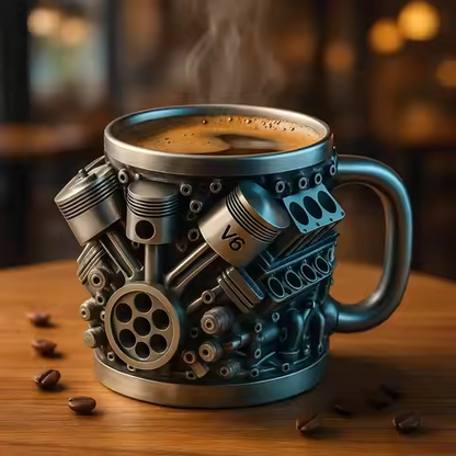 🎁☕ Kreatív V6/V8 motoros rozsdamentes acél kávés bögre【Végy 1-et, kapj még 1-et – összesen 2 darab】-U