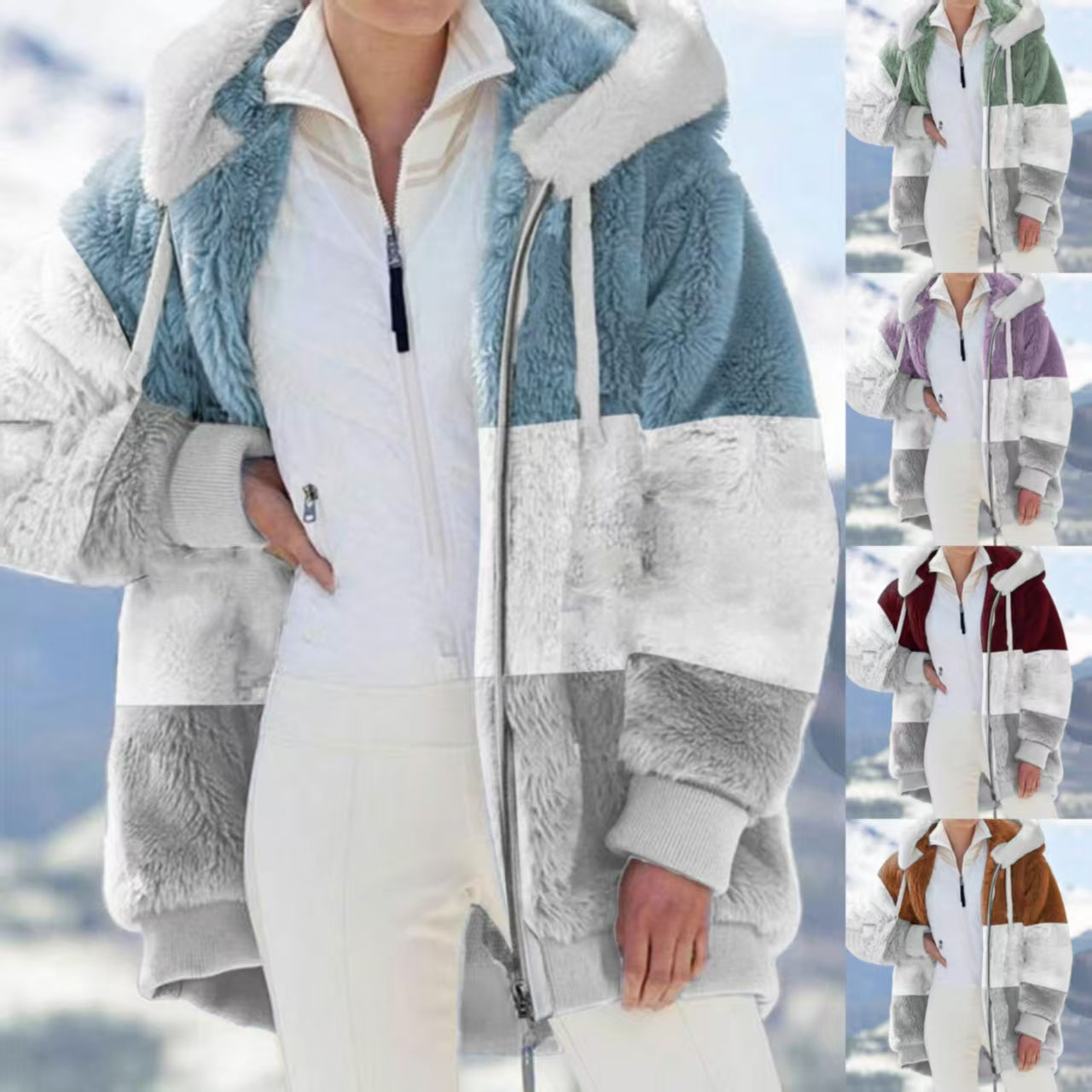 ☃️ Oferta ograniczona czasowo -39% ❄️ 【Kup 1 i 1 gratis】【S-5XL】Damska gruba pluszowa bluza w kontrastowe pasy 2025