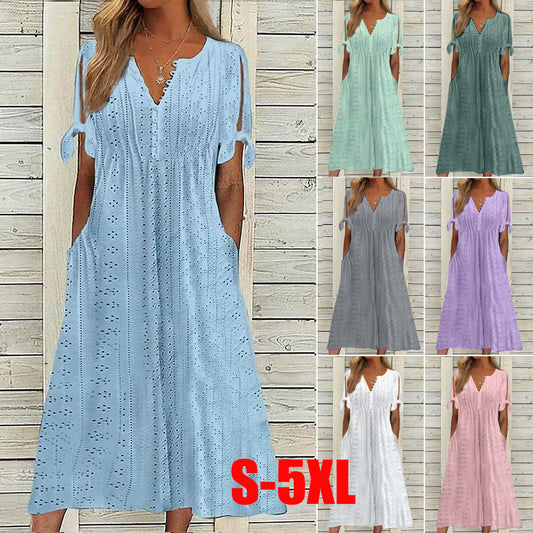 🔥【Vásároljon egyet, kap egyet ingyen】[S-5XL]👗Egyszerű és gyönyörű egyszínű ruha-U