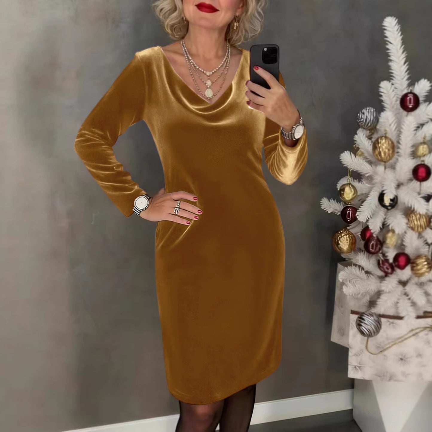 ✨ Baršunasta haljina 2026 | Dugi rukavi | Seksi i elegantan stil ✨ - 4206941-H