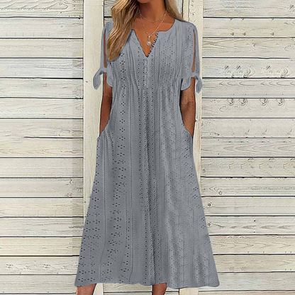 👗【S-5XL】 Jednostavna i izvrsna jednobojna haljina-H