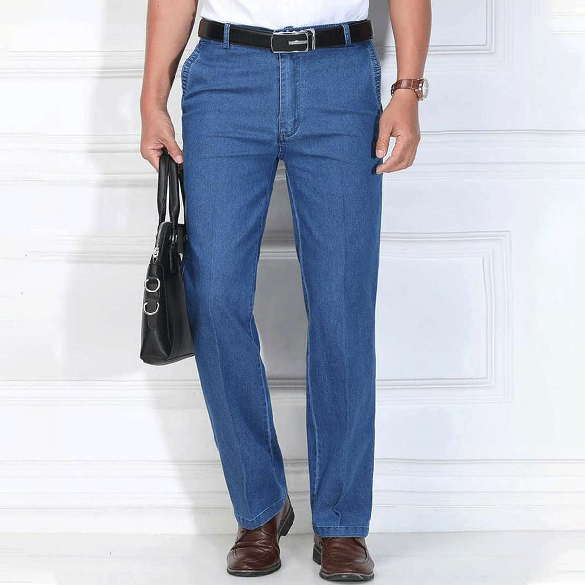 🙋‍♂️👖2025 noi blugi pentru bărbați cu talie înaltă, elastic, respirabili