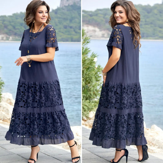 Ograničeni popust od 50% 🔥💖【S-5XL】Elegantna čipkasta haljina s izdubljenim dijelom-H