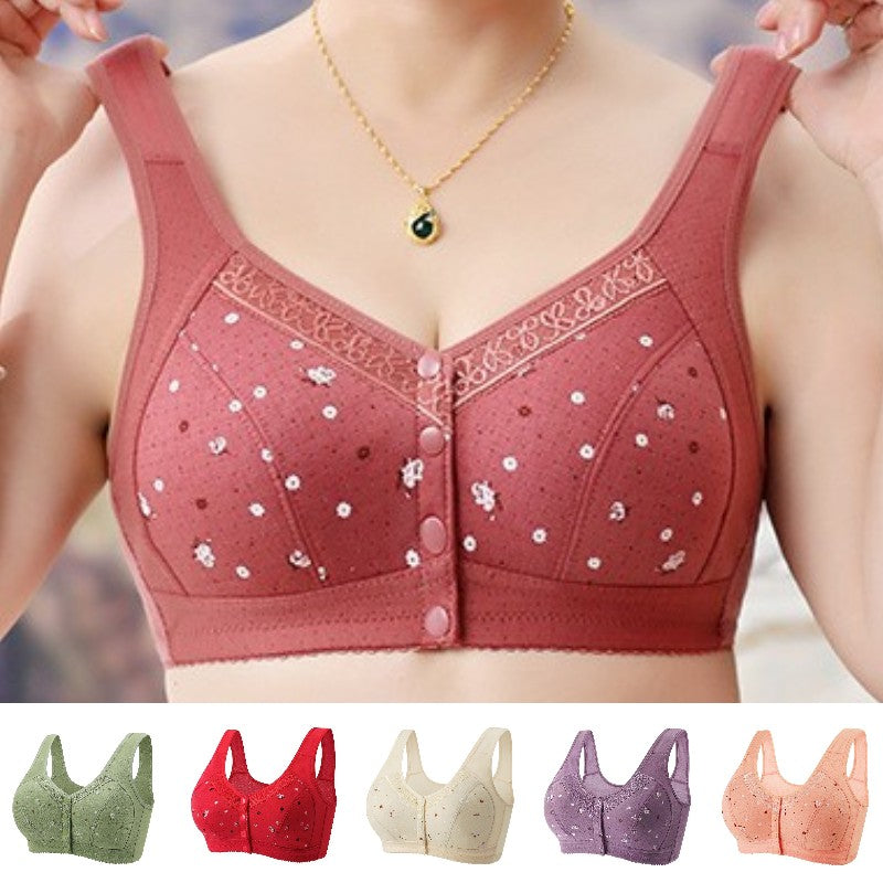 💕💕【Juego de 2 piezas】Sujetador con botón frontal de encaje de gran tamaño mejorado y cómodo.-E