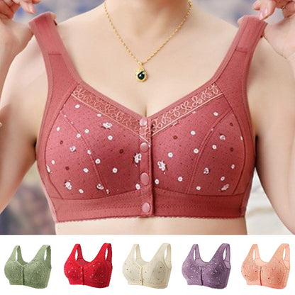 💕💕【Juego de 2 piezas】Sujetador con botón frontal de encaje de gran tamaño mejorado y cómodo.-E