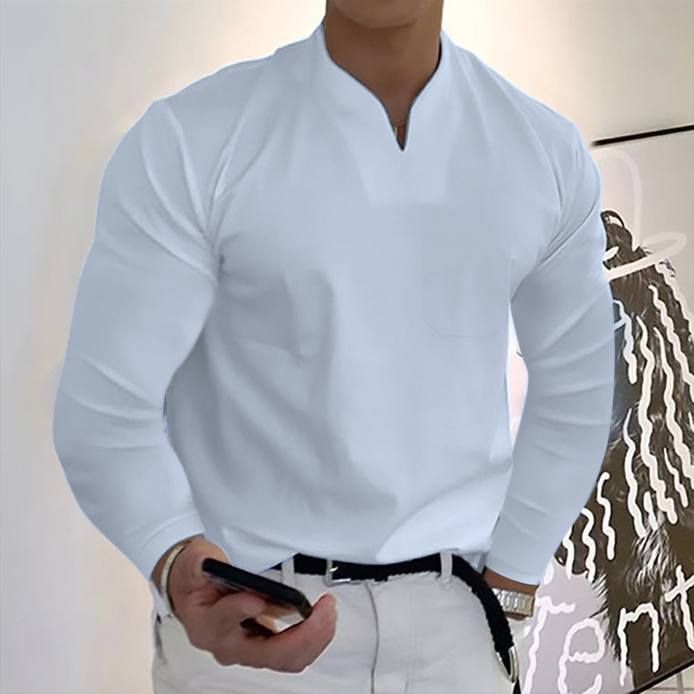 🔥🔥【S-5XL】 Nové letní pánské bavlněné tričko s výstřihem do V -- Z