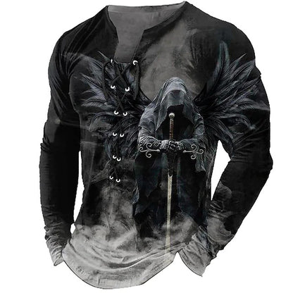 【S-4XL】Męska koszulka z nadrukiem 3D z motywem lwa, z długim rękawem, casualowa