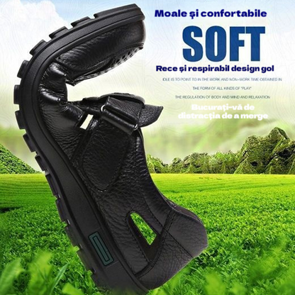 😎👞【Piele naturală premium – versiune nou îmbunătățită】Sandale bărbătești high-end din piele naturală, cu design perforat-U