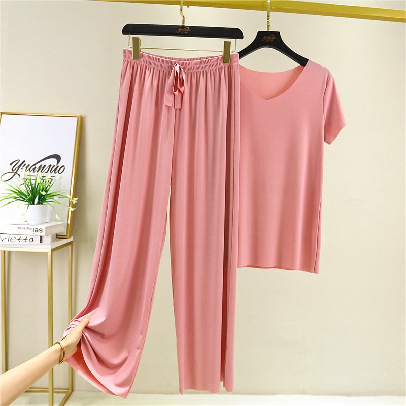 🔥【M-4XL】Costum din două piese, pantaloni cu mâneci scurte noi, din mătase de gheață