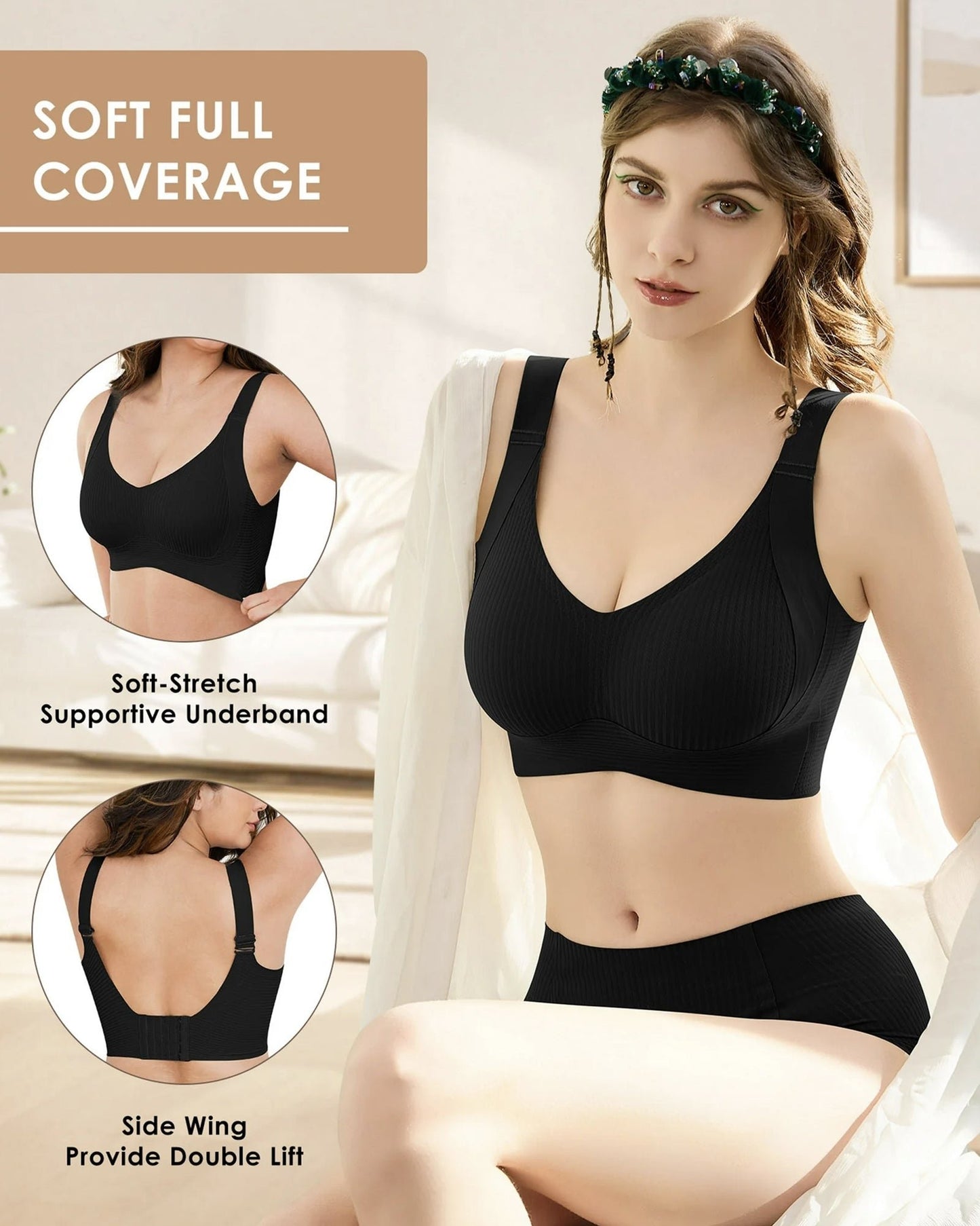 😍【Paquete de 4】Sujetador inalámbrico de una pieza para mujer❤️【40-95 kg】-E